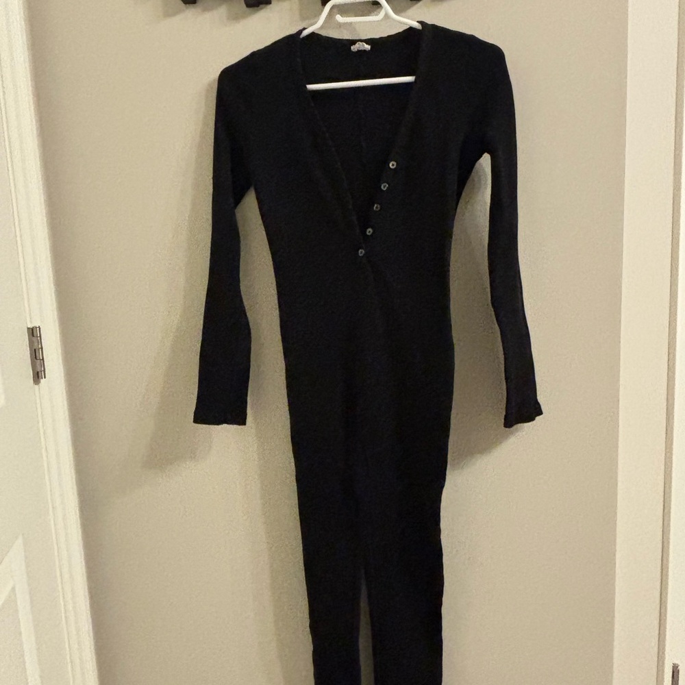 Wilfred Black V-Neck Long Sleeve Jumpsuit